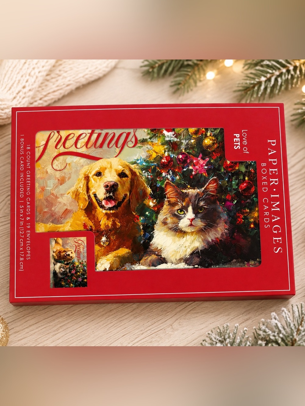 Christmas Pets Greeting Cards w/Envelopes: Set of 18